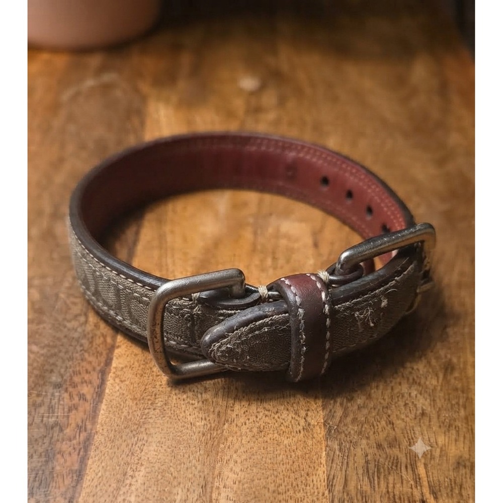 Coach Small Khaki Brown Signature Dog Collar Pet Accessory Designer